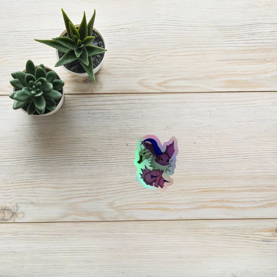 Enchanting Shy Purple Creature Holographic Sticker product image (8)