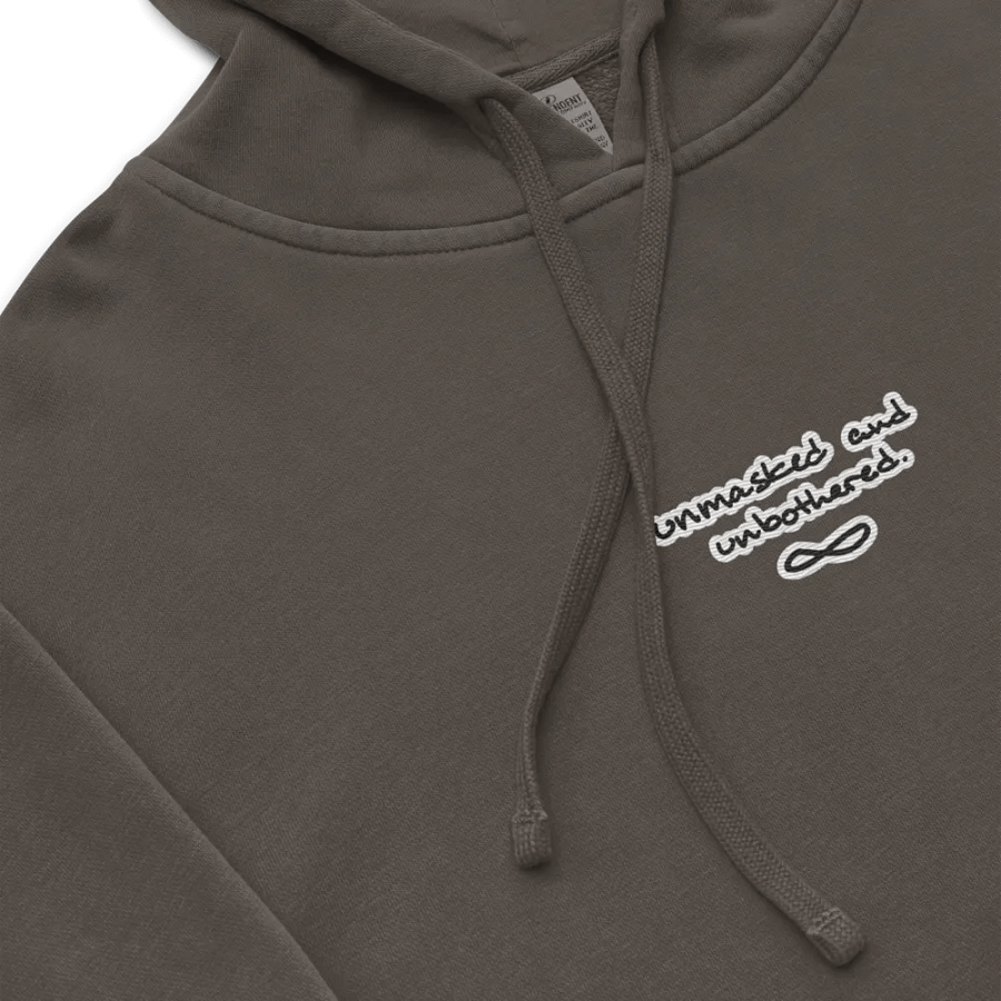 UNMASKED AND UNBOTHERED embroidered pigment hoodie (bubble design) product image (1)