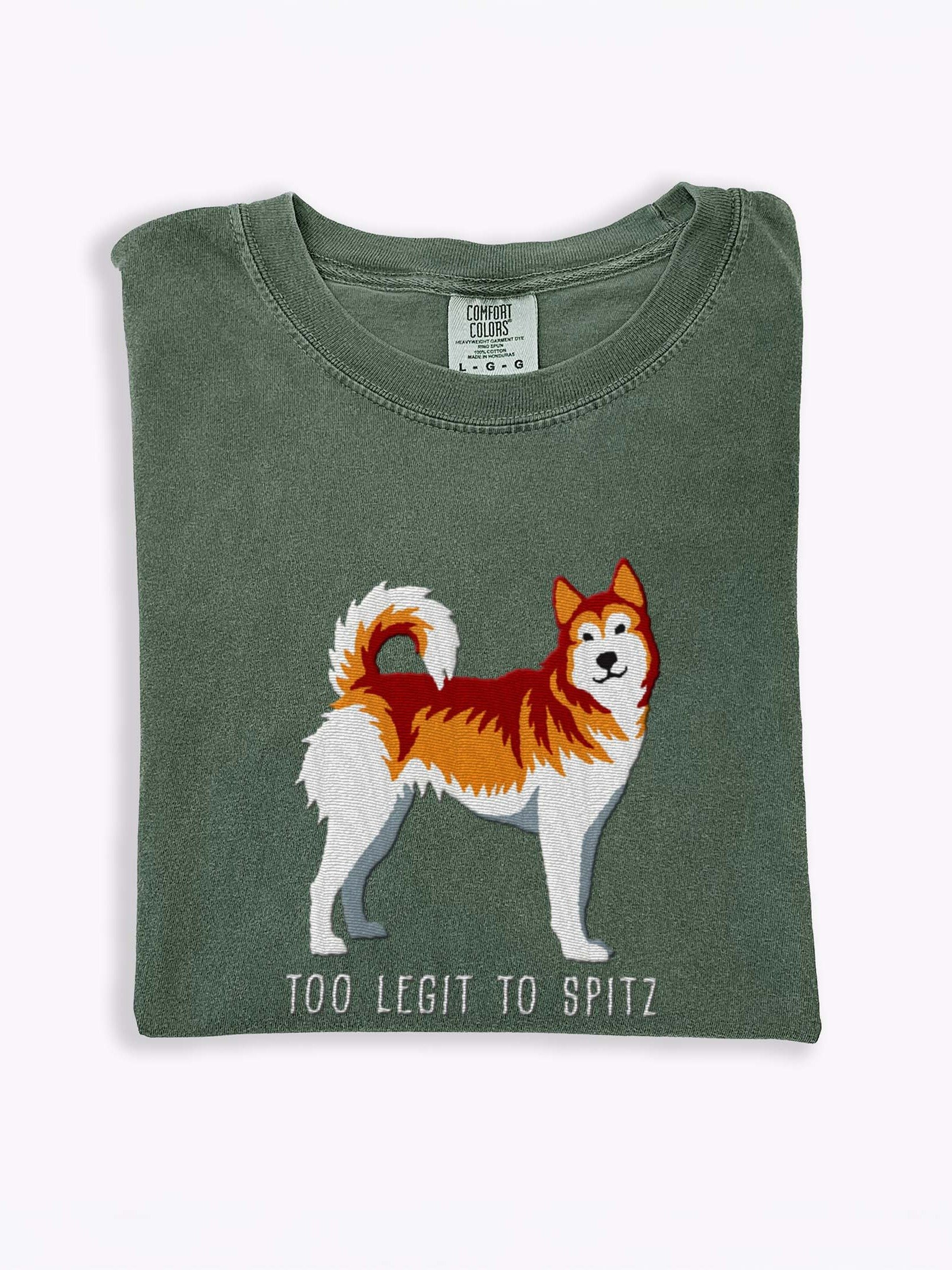 Too Legit to Spitz T-Shirt(Embroidered) of a Siberian Husky(Brown) product image (1)