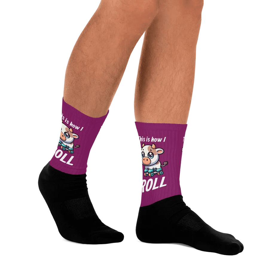 Rollerblading Cow Funny Socks product image (12)