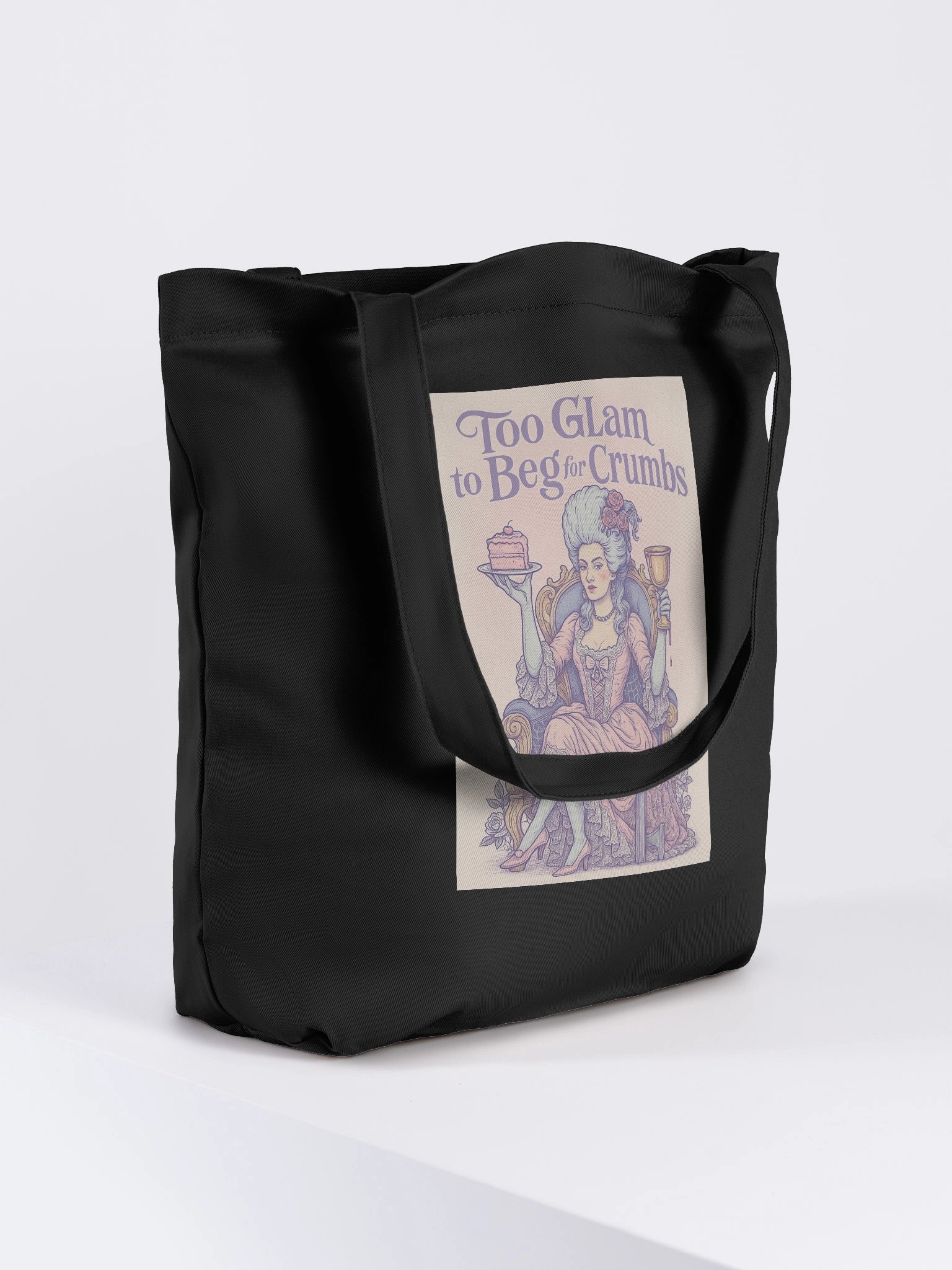 🖤 Too Glam to Beg for Crumbs – Black Rebel Tote Bag product image (4)