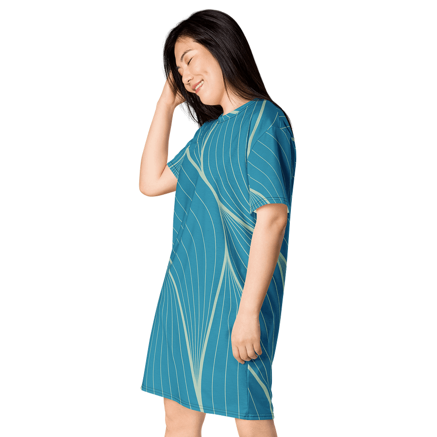 Stunning Teal Wave Oversized T-Shirt Dress - Exclusive TDSMUSIC Design product image (3)