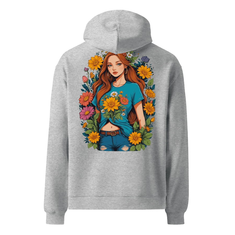 Bloomcore Flower Girl - Premium Hoodie - Athletic Heather - v1 - Back Printed Design product image (1)