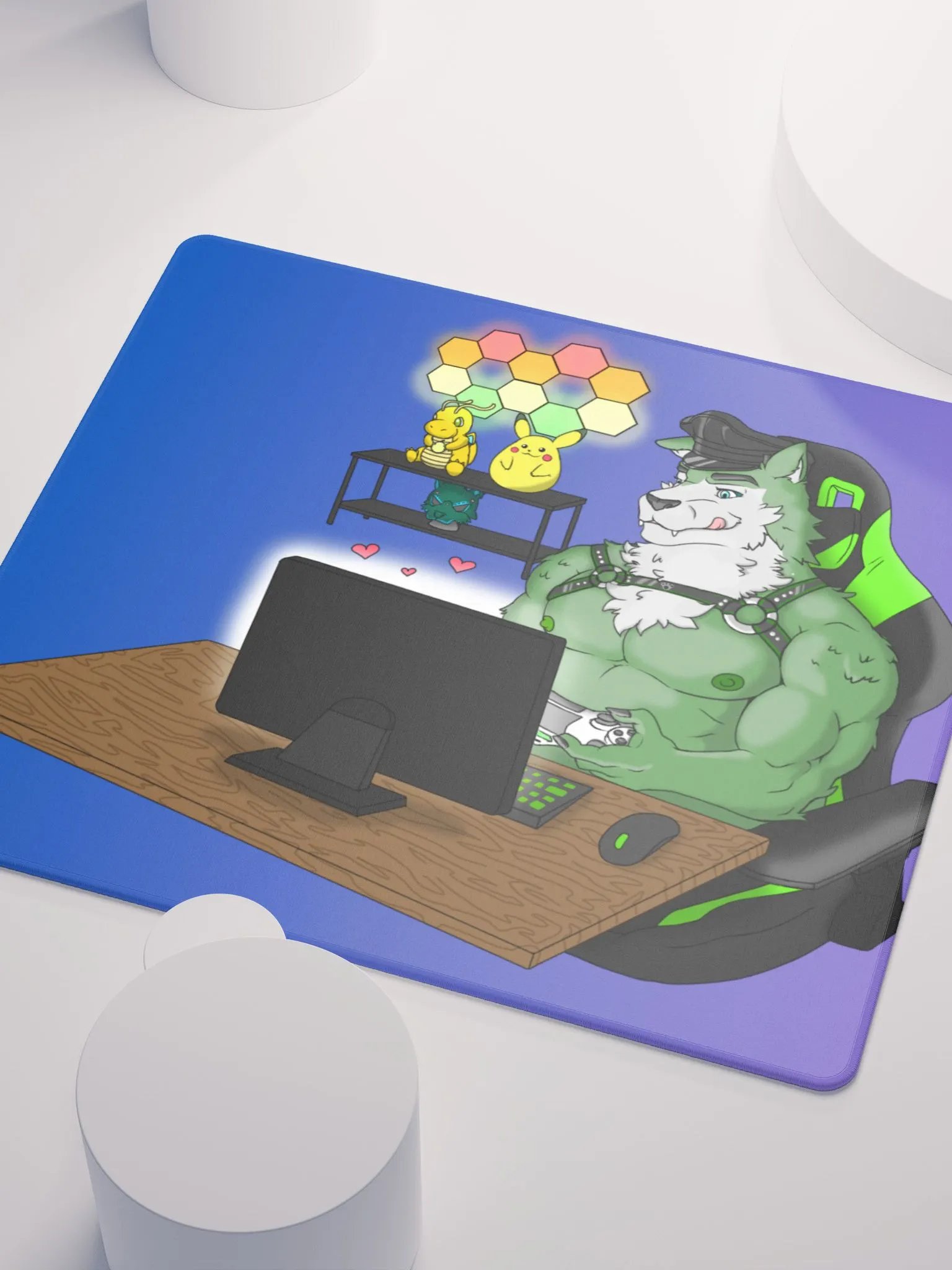 Cozy Wolf Dad Gaming Mouse Pad (Purple / Left) product image (6)