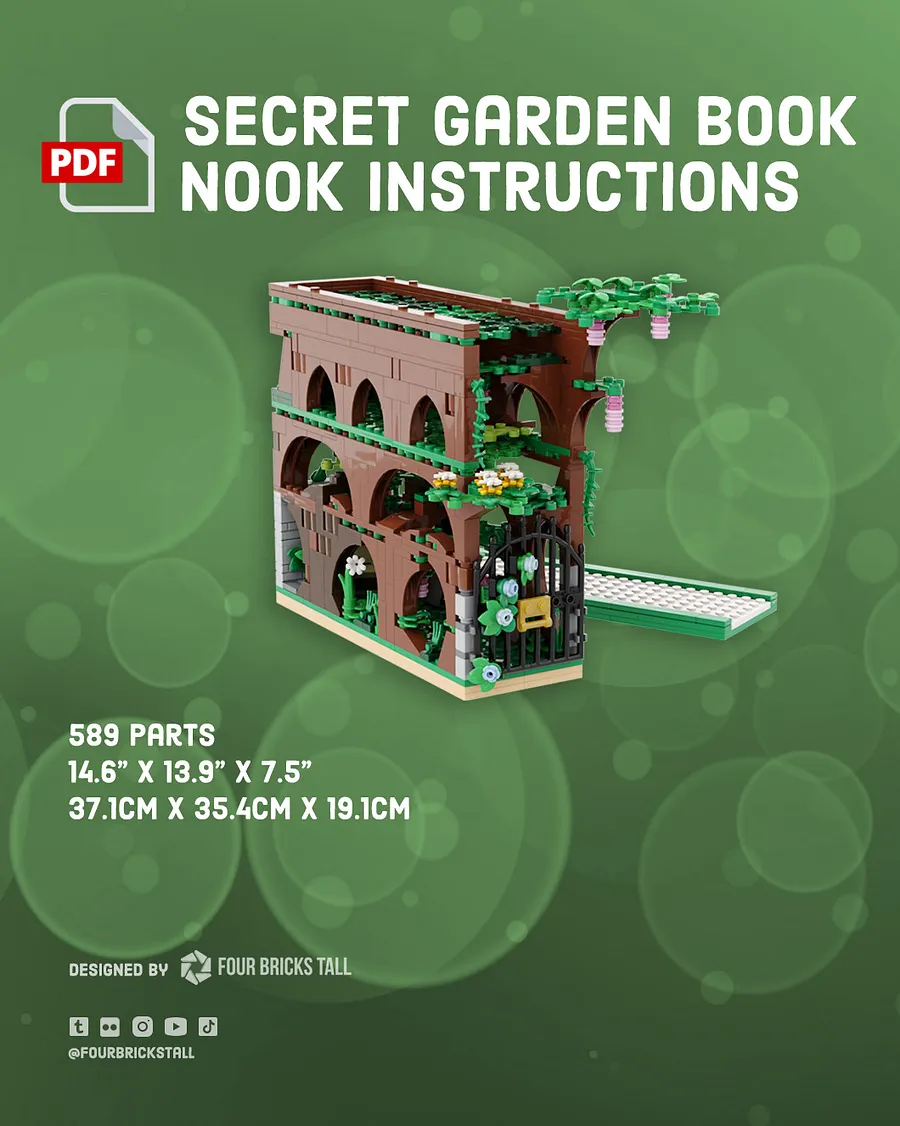 Free LEGO Building Instructions Secret Garden Book Nook Four Bricks Tall