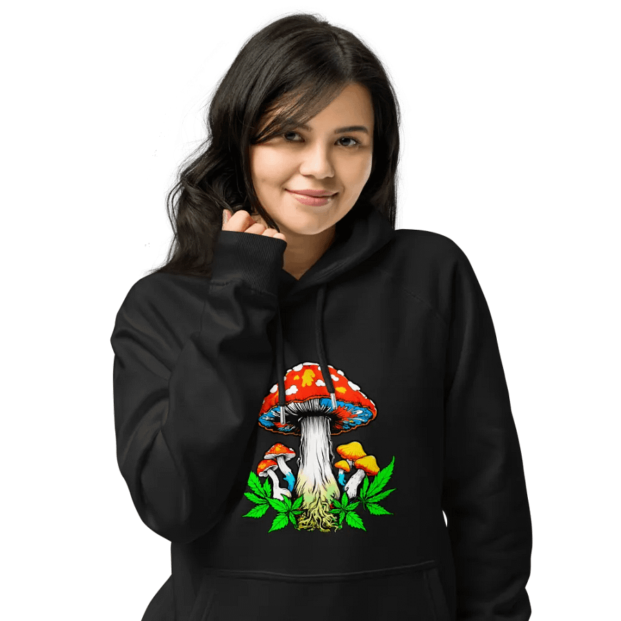 [Groovy Shrooms 2] Unisex Eco Raglan Hoodie product image (16)