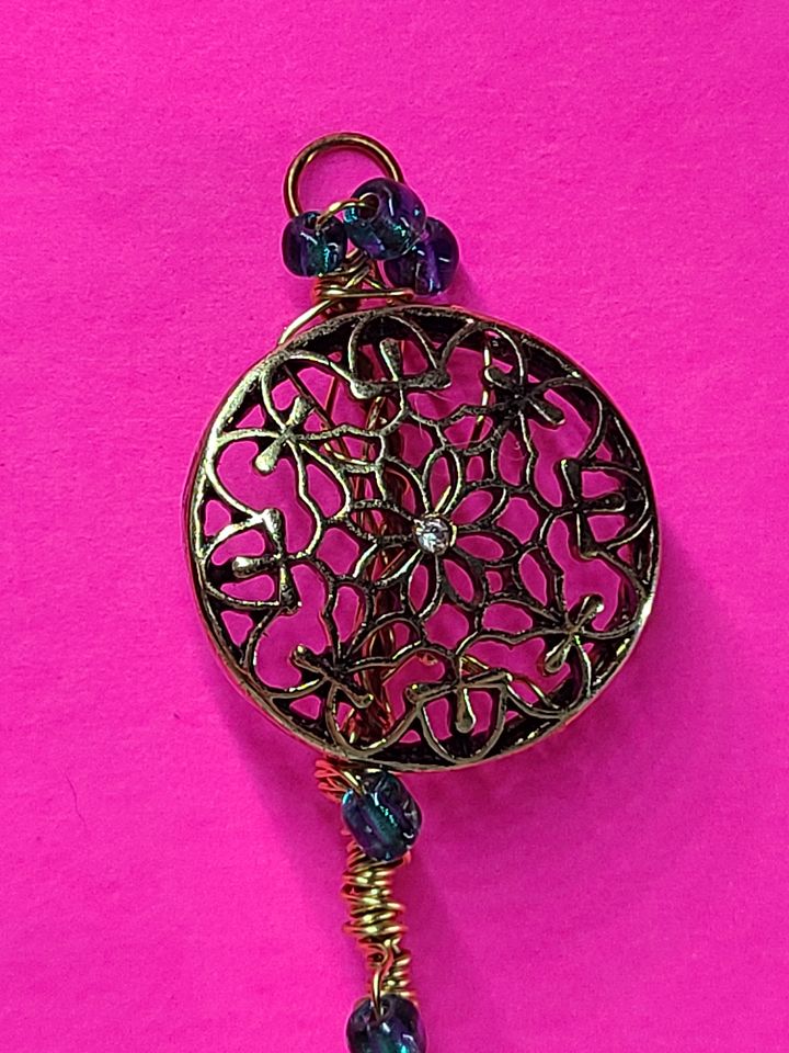 Mandala Handmade Bubble Wand - wire wrapped pendant product image (2)