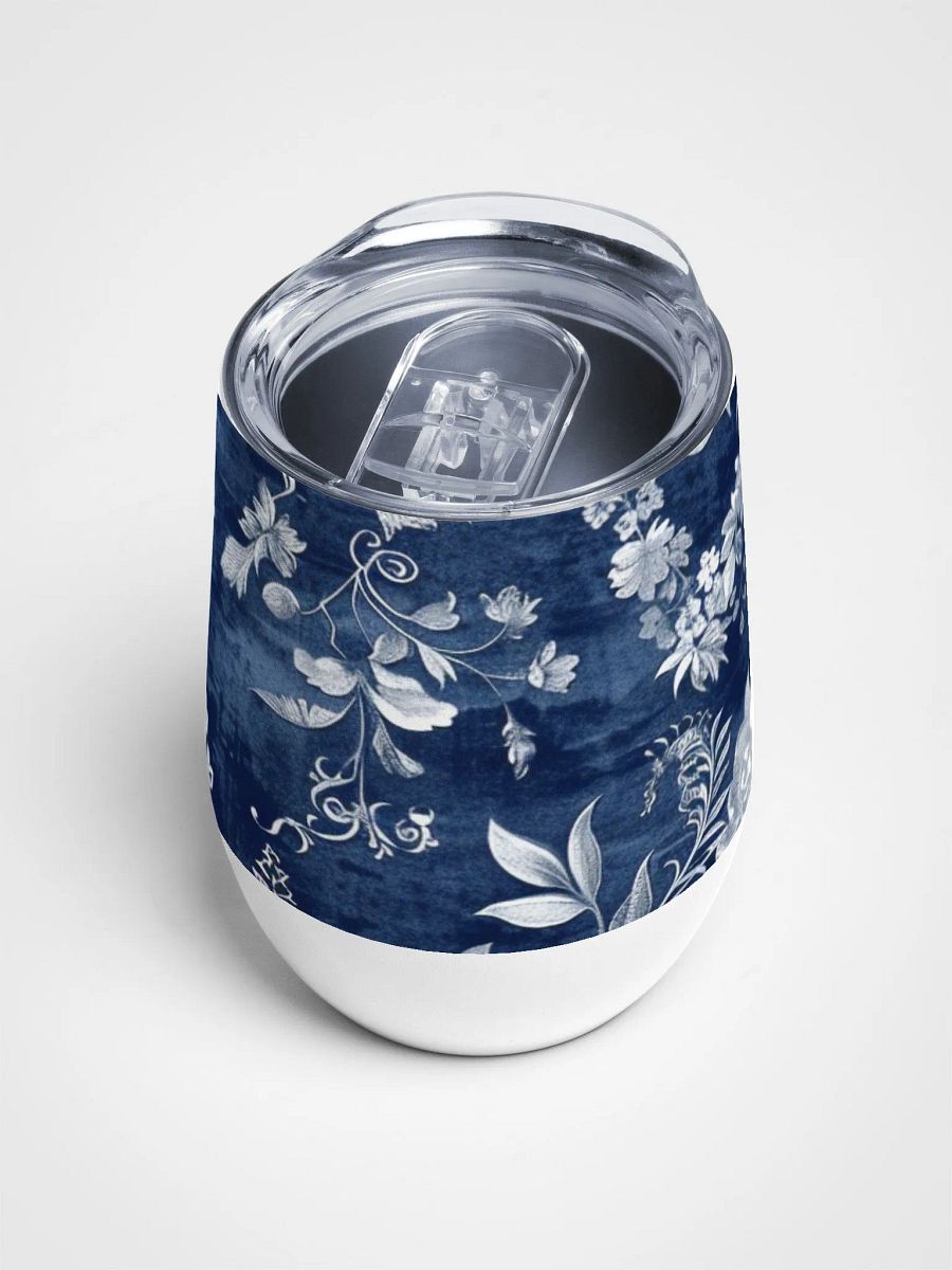 Blue Floral Festive Holiday Wine Tumbler product image (4)