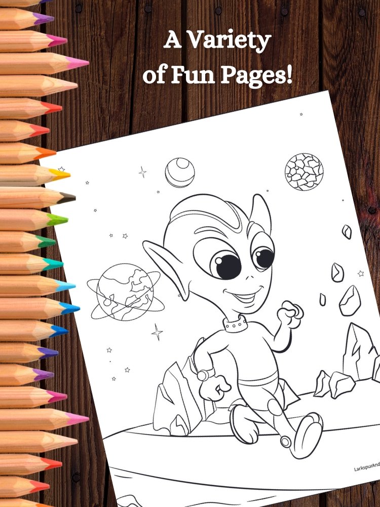 Hero Kids and Cute Aliens Printable Coloring Pages for Children product image (4)