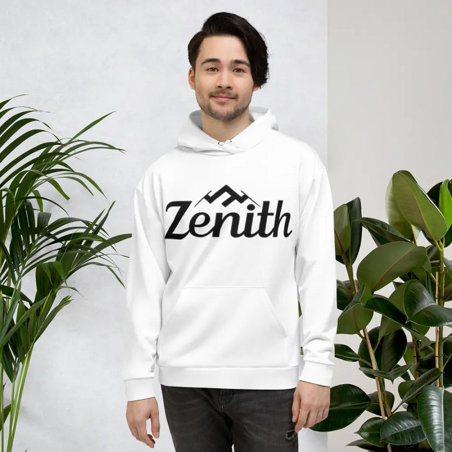Zenith Recycled Unisex Hoodie with Mountain Peak Design - White product image (1)