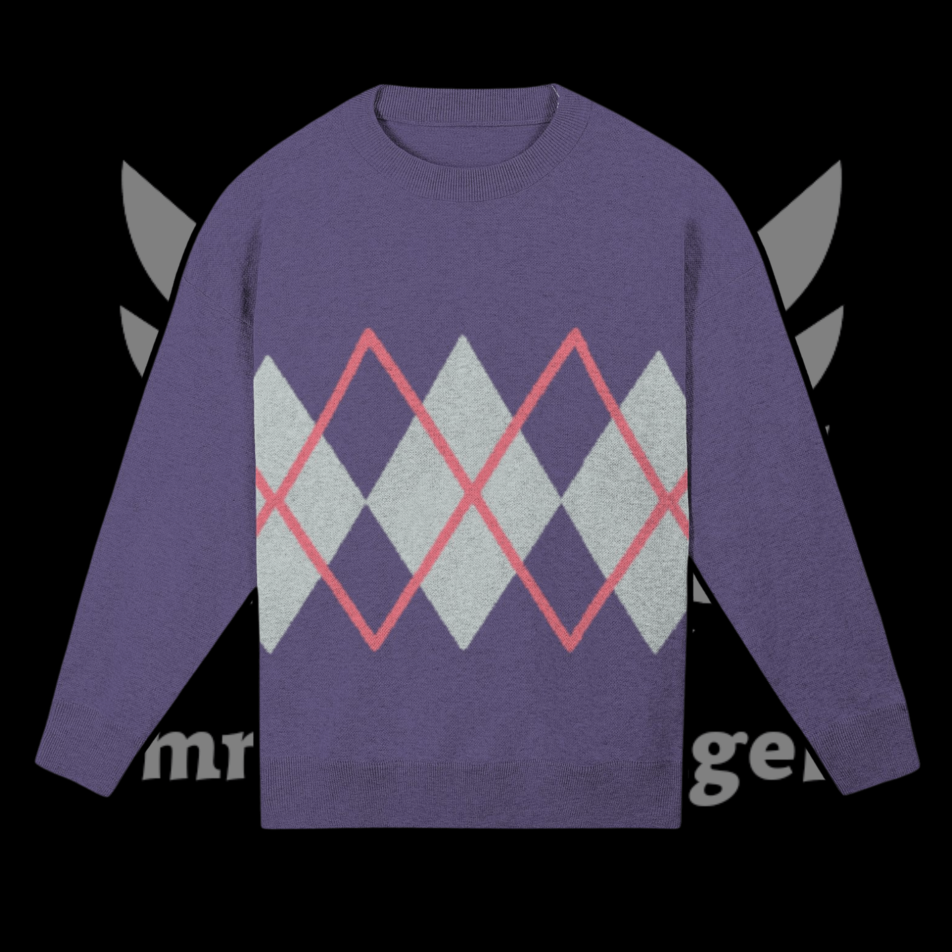 Argyle Purple Knitted Relaxed Sweater product image (1)