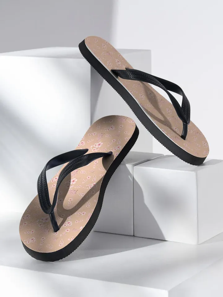 Cherry Blossoms on Cream Flip Flops product image (2)