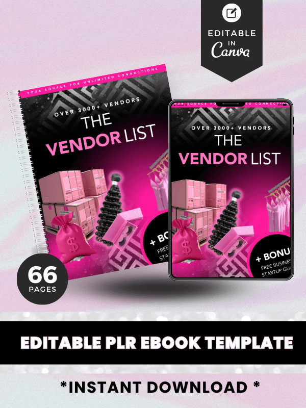 Verified Wholesale Vendor List, Beauty, Hair, & Fashion Dropshipping Suppliers, Small Business Product Sourcing Guide, PLR Canva Template product image (1)