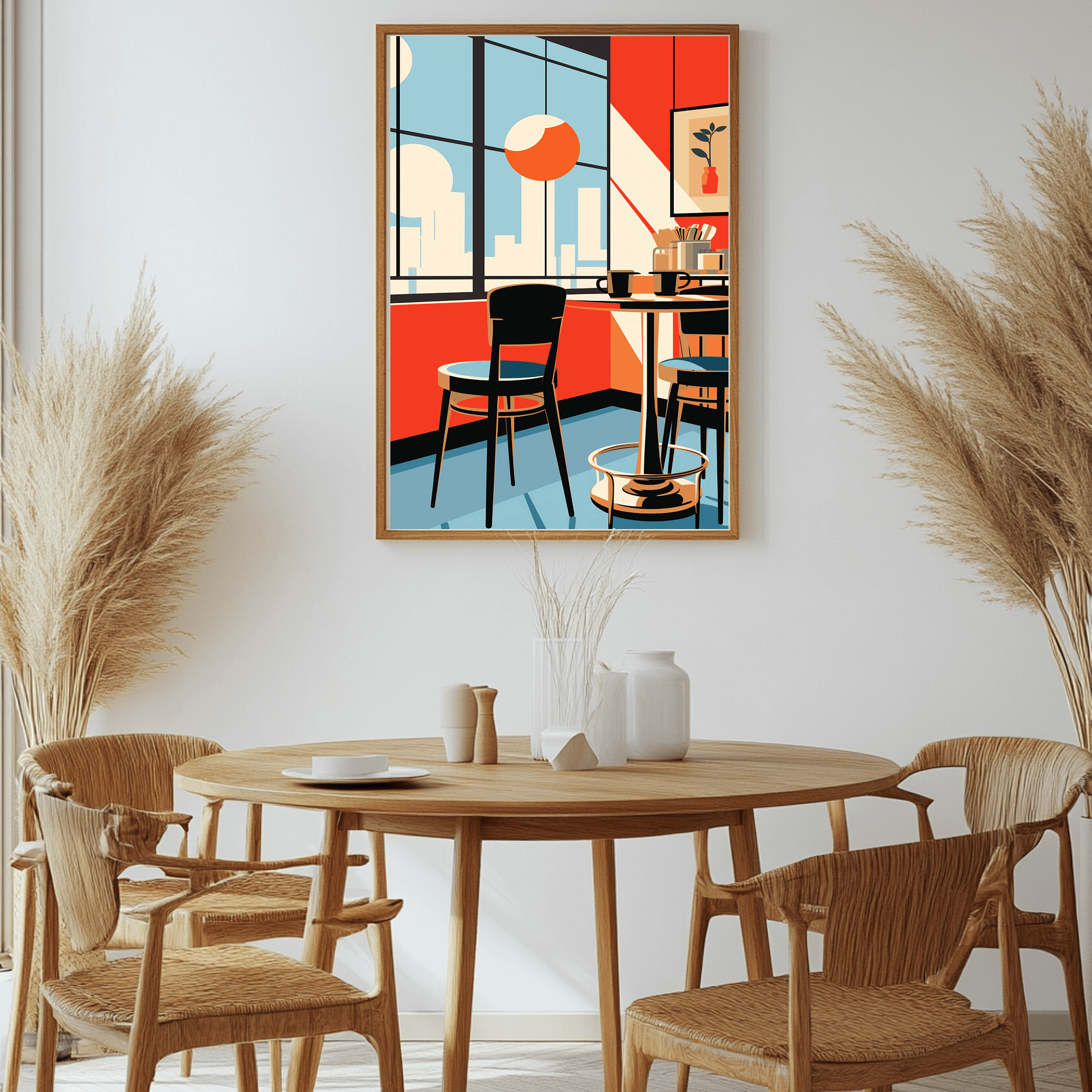 Retro Cafe Corner Framed Matte Wall Art Canvas product image (2)