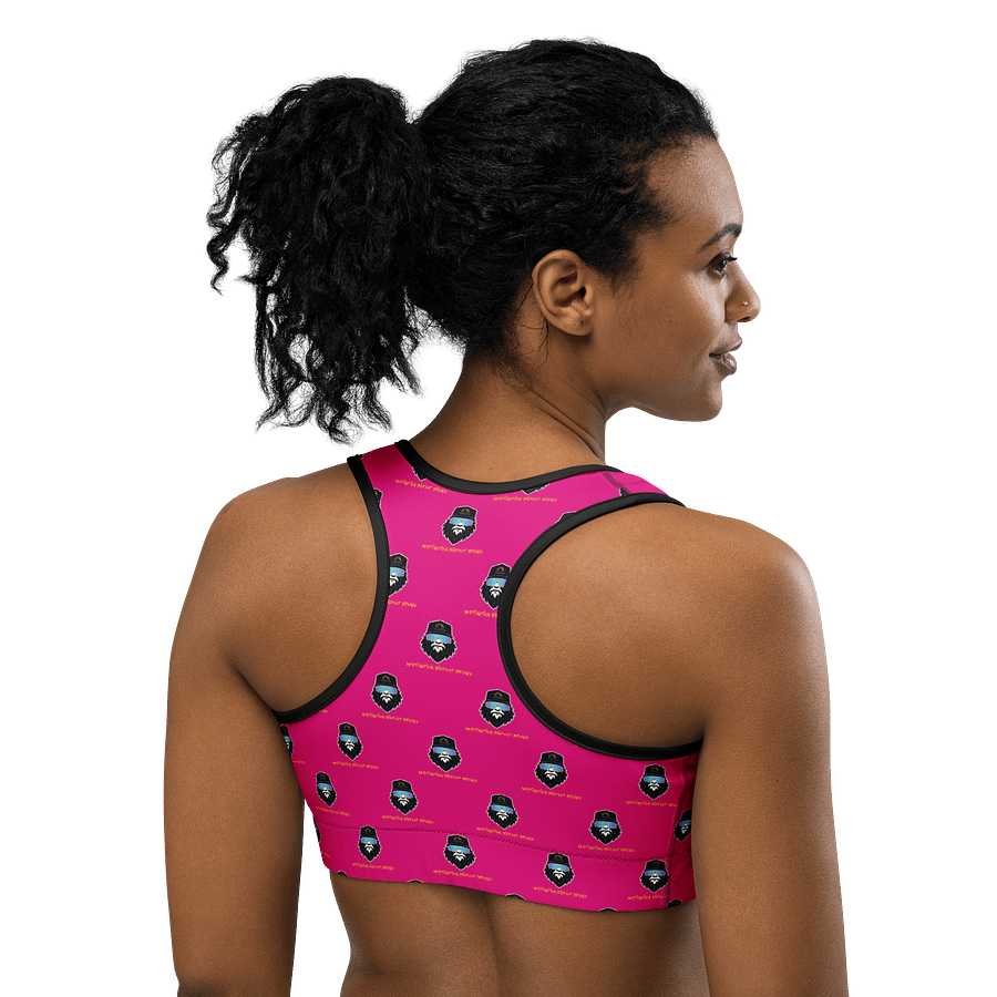 Synthsquatch Fitness Bigfoot Monogram Logo All-Over Print Sports Bra (Neon Pink) product image (4)