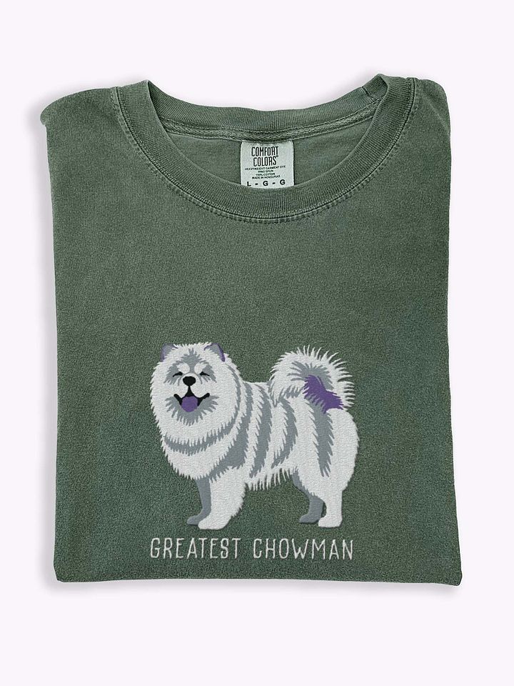 Greatest Chowman T-Shirt(Embroidered) of a Chow Chow(White) product image (1)