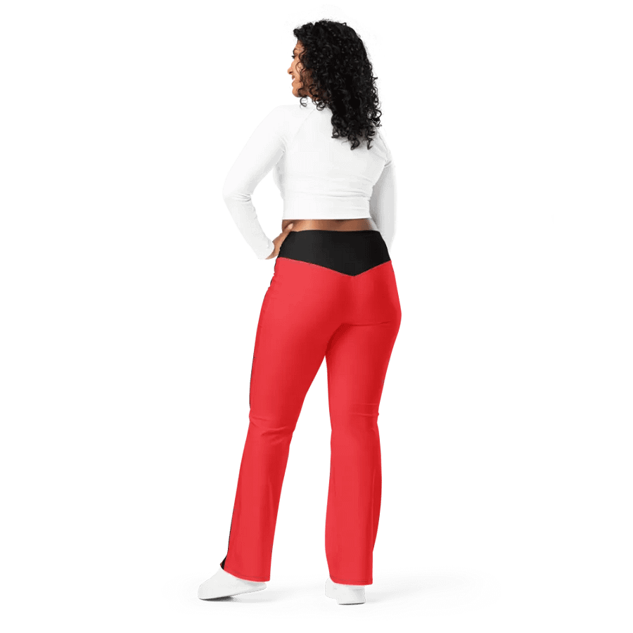 "LoluzCouture" Red/Black Double Side Stripe Flared Leggings product image (4)
