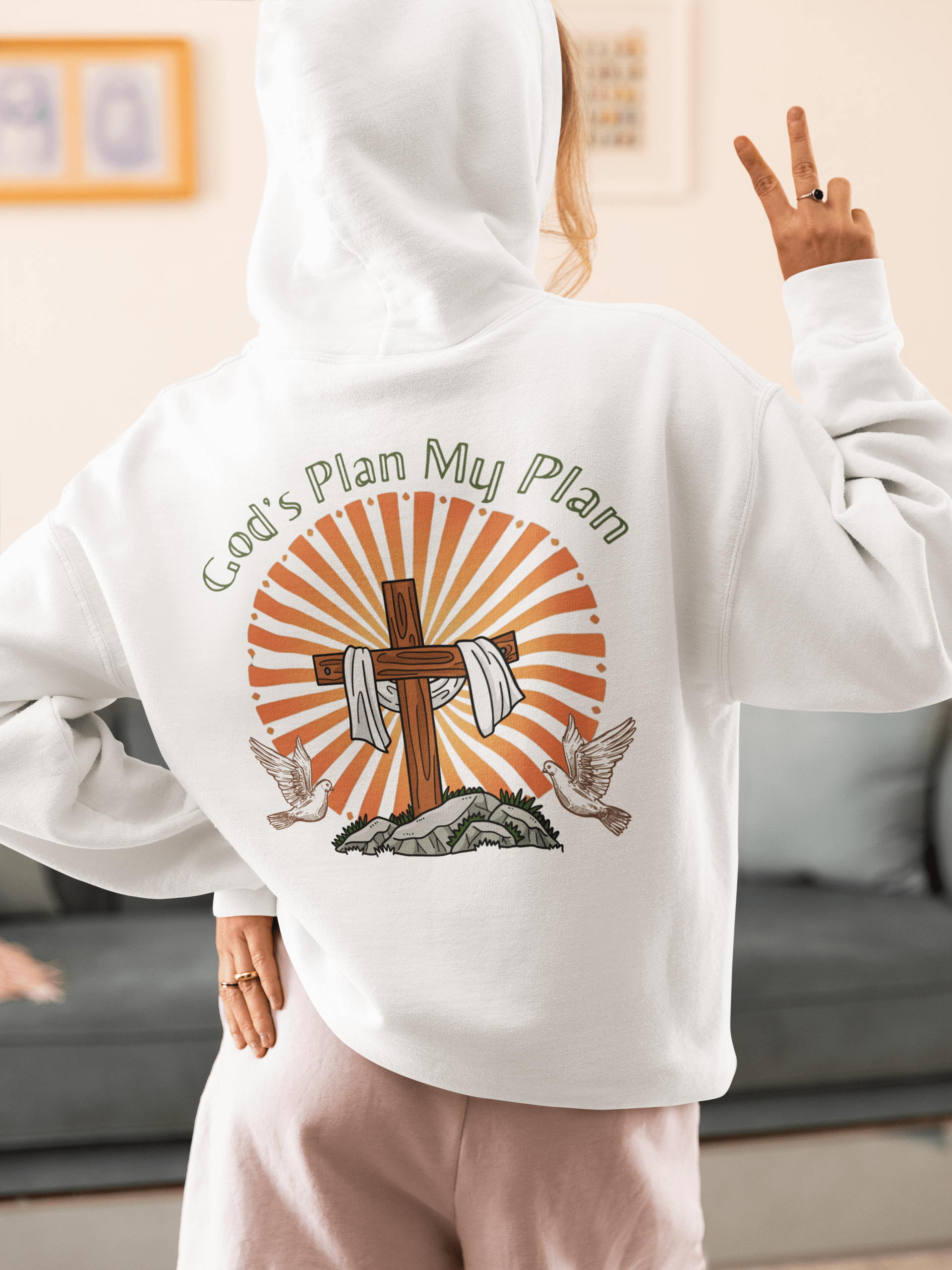 God`s Plan My Plan, Christian Gildan Hoodie - Front / Back. product image (2)