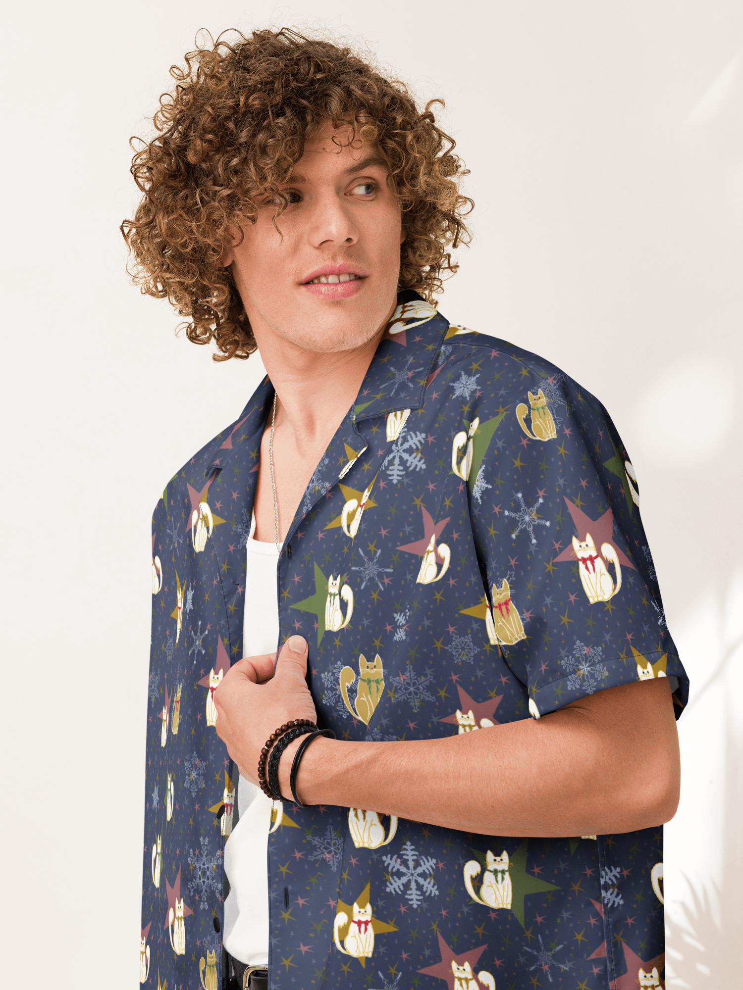 Star Kitties Oversized Button-Down Shirt product image (8)