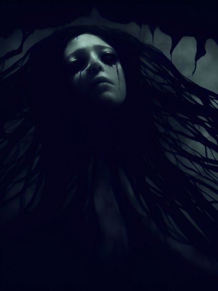 Ghostly Woman Head Rising from the Dead