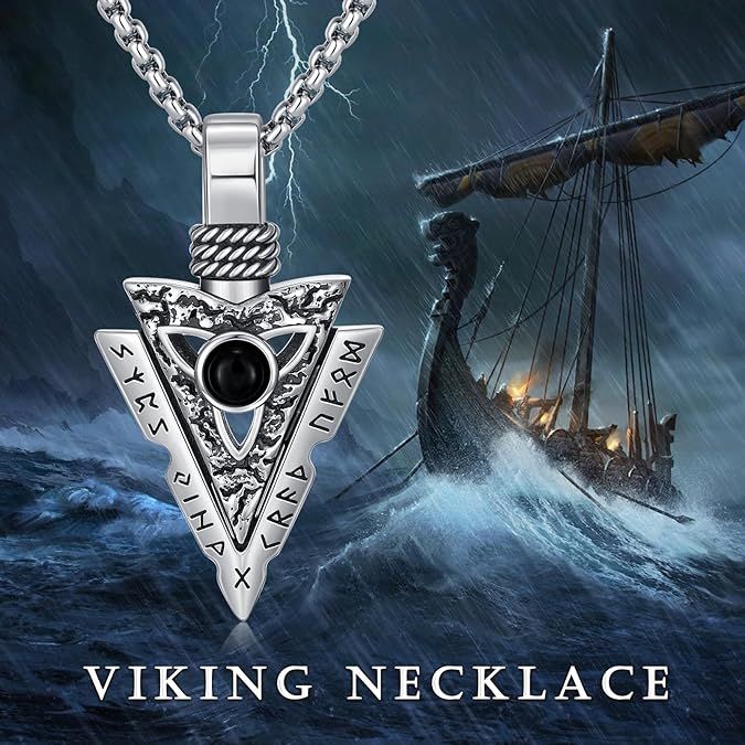 Forged In Valhalla® Viking Arrowhead Pendant – 925 Sterling Silver Nordic Rune Necklace for Men product image (1)
