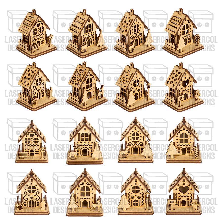 Christmas Houses Ornaments Boxes Bundle (Set 1-2) - Laser Cut Files product image (5)