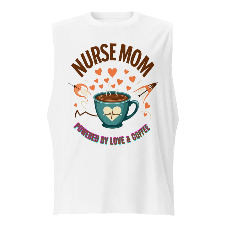 Heartbeat Nurse Mom, powered by coffee Muscle Tank product image (1)
