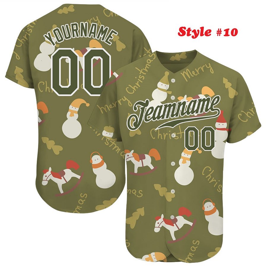 Authentic Baseball Jersey, Custom Baseball Jersey, Personalized Sport Jersey, Colorful, Number, Christmas, X-Mas product image (185)