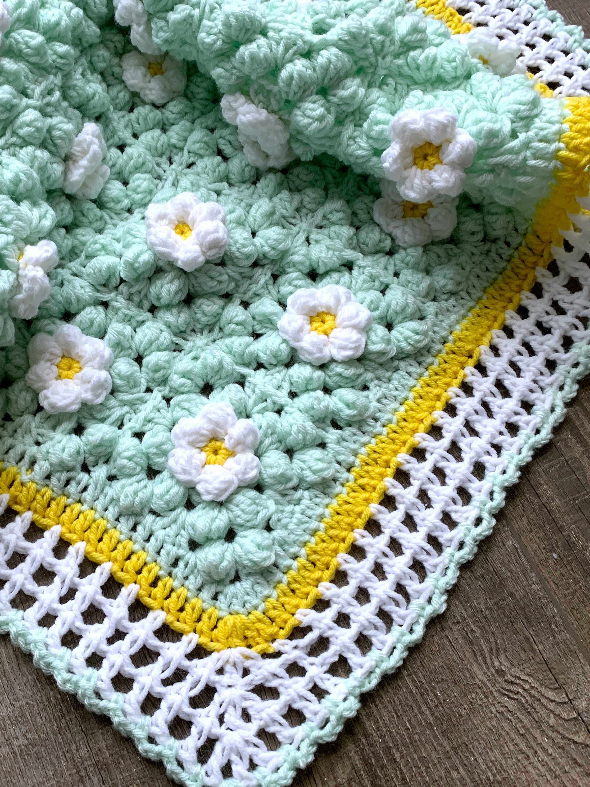 Daisy Flower Crochet Blanket Pattern, 3D Daisy Granny Square Textured Afghan product image (5)