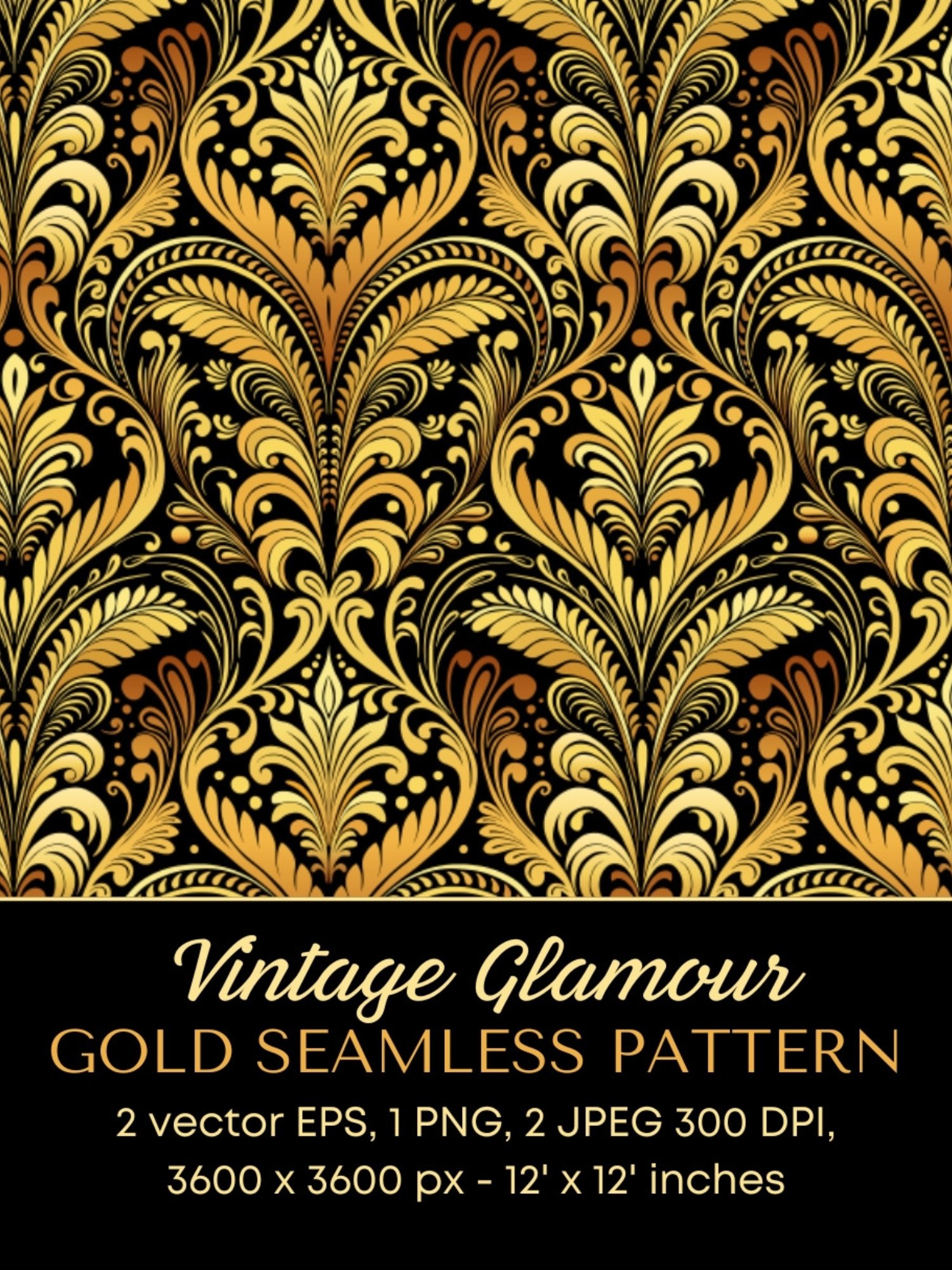 Gold Vintage Glamour Flourishes Single Seamless Pattern product image (6)