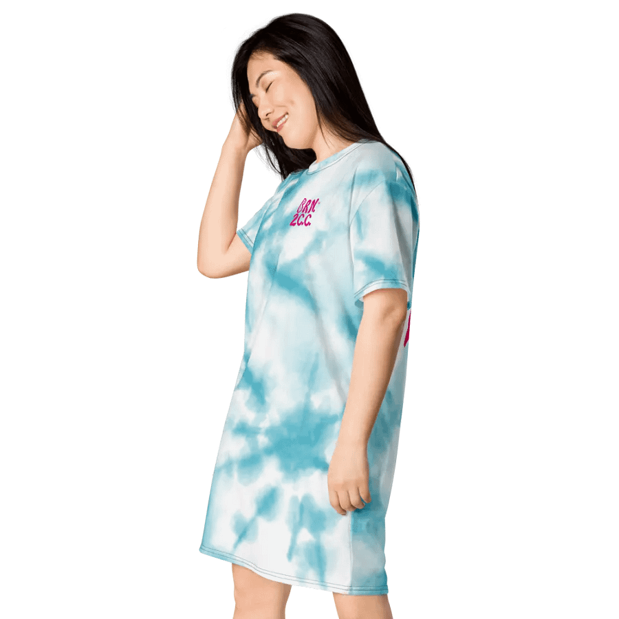 BOURNE to Cape Cod™ | Coastal Dream T-Shirt Dress | Blue & White Tie-Dye | Beachy-Chic & Bold product image (3)