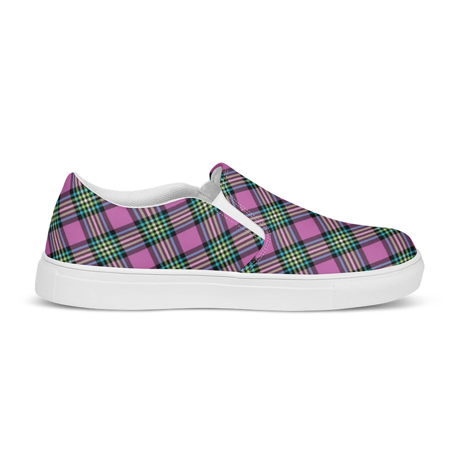 Purple Orchid and Turquoise Plaid Women's Slip-On Shoes product image (5)