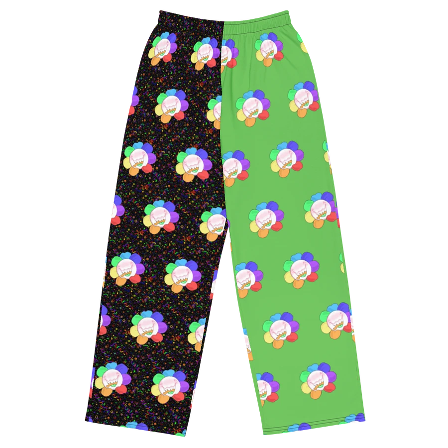 Split Green and Arcade All-Over Flower Unisex Wide-Leg Pants product image (4)