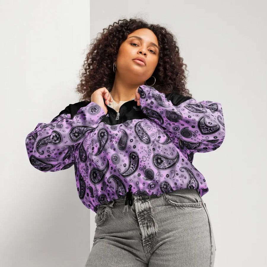 Purple Paisley Gang Crop Hoodie Windbreaker product image (7)