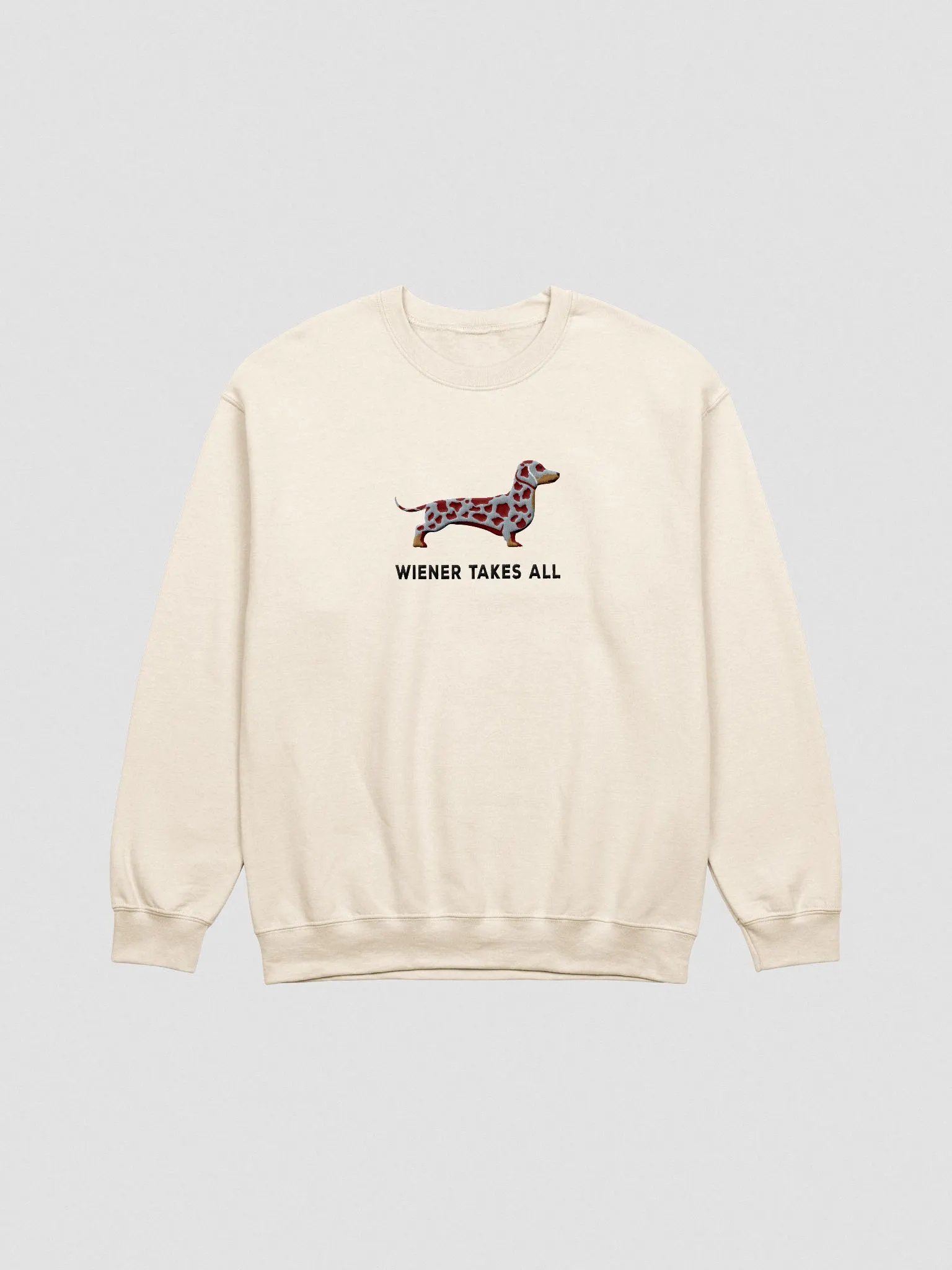 Wiener Takes All Sweatshirt (Embroidered) of a Dachshund(Dapple) product image (4)