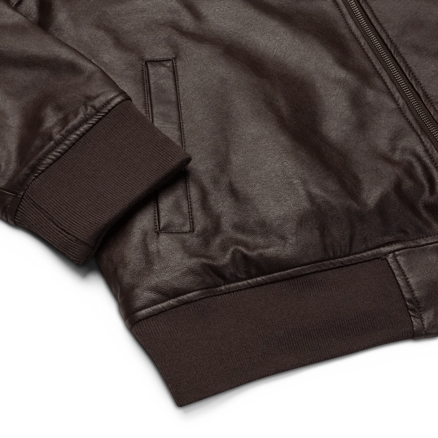 EXCLAIMING MENTALLY monochrome brown faux leather jacket product image (11)