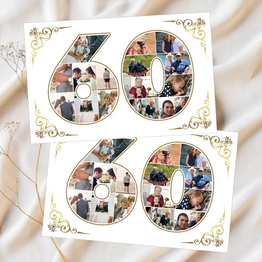 Sixty Year Celebration Card Photo Collage Canva Template product image (3)