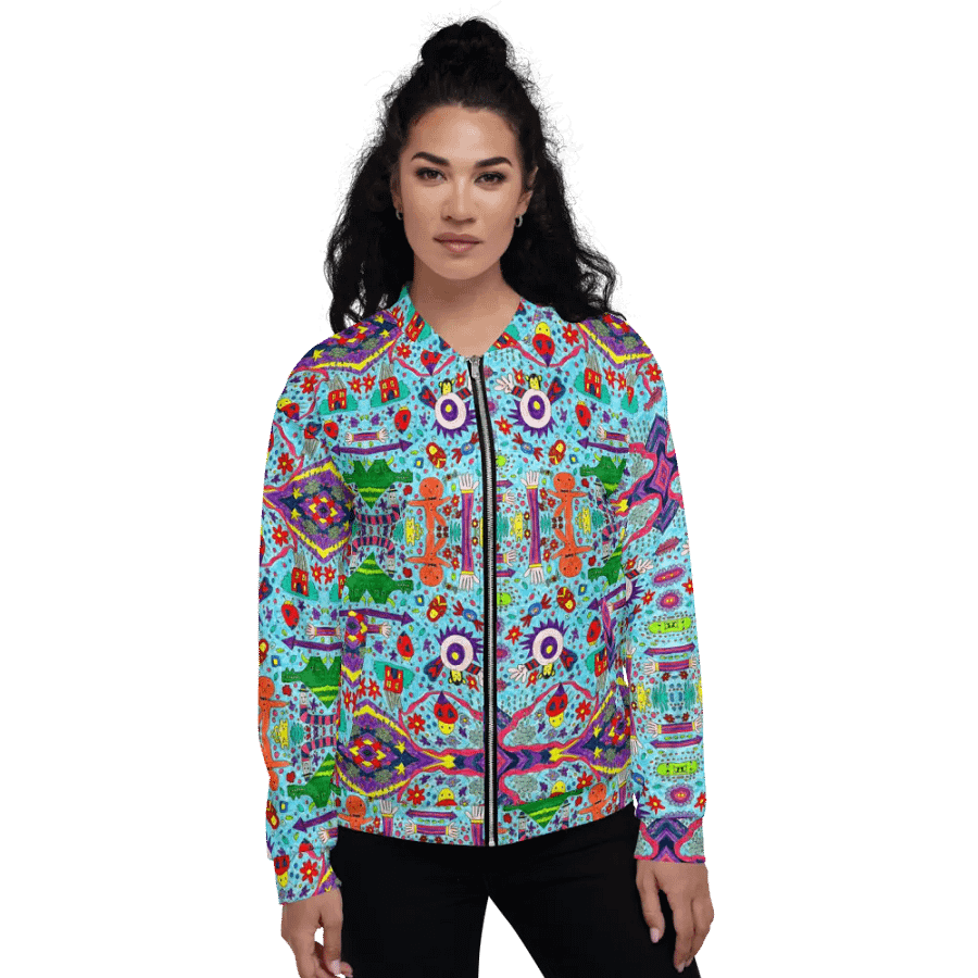 Abstract Doodle Characters Unisex Bomber Jacket product image (1)