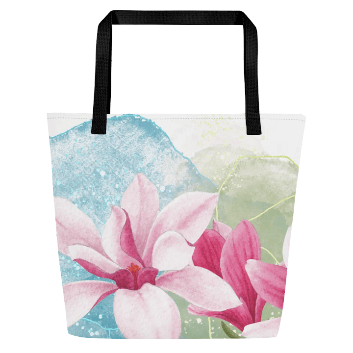 Big printed tote bag with beachy tropical vibe. product image (2)