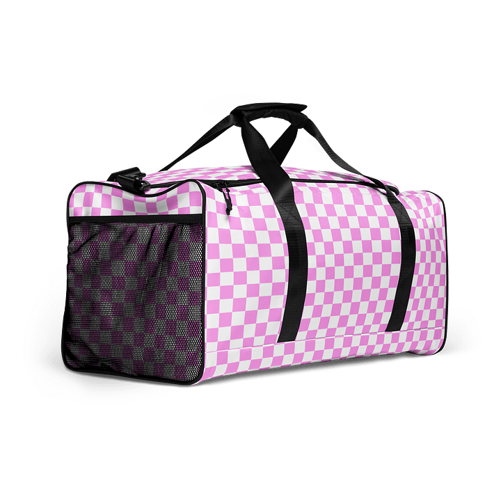 Checkered! Pastel Pink and White Checkers Duffel Bag product image (2)