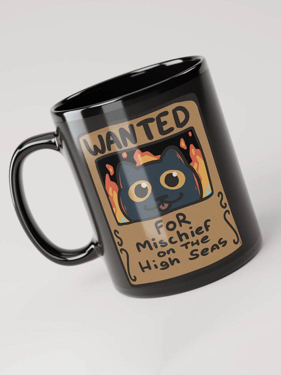 Wanted: Straw Cat Mug – Mischief on the High Seas (Black Glossy Mug Edition) product image (5)