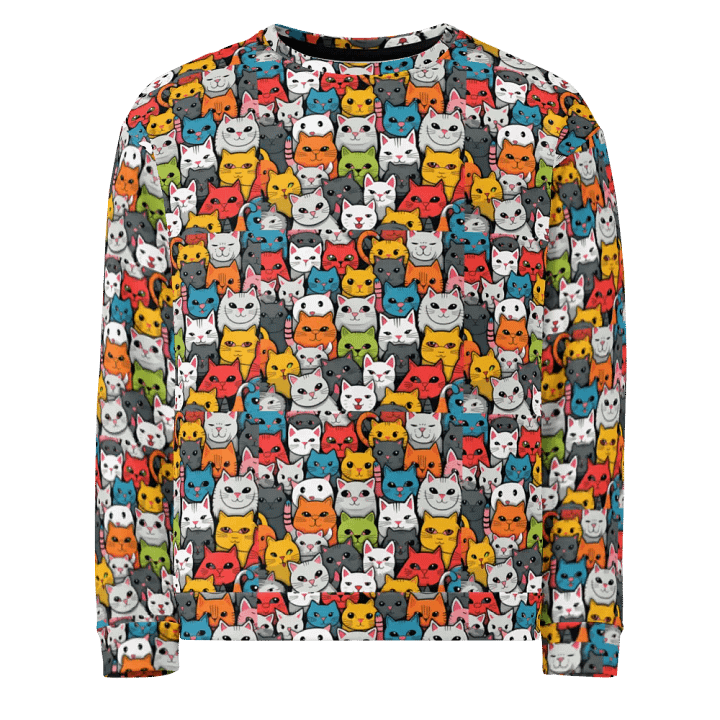Whimsical Cat Faces All-Over Print Sweatshirt product image (2)