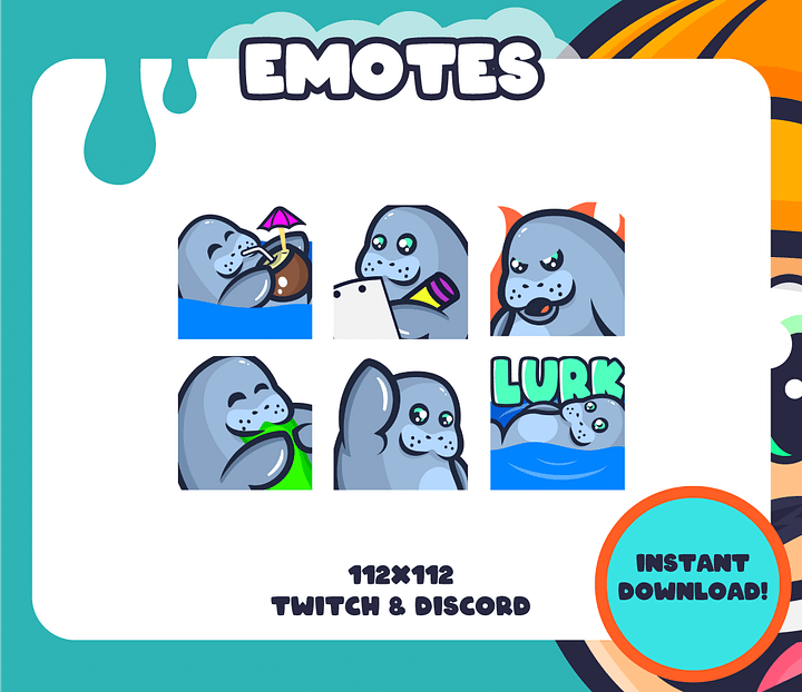 Cute Manatee Emotes (STATIC) product image (1)
