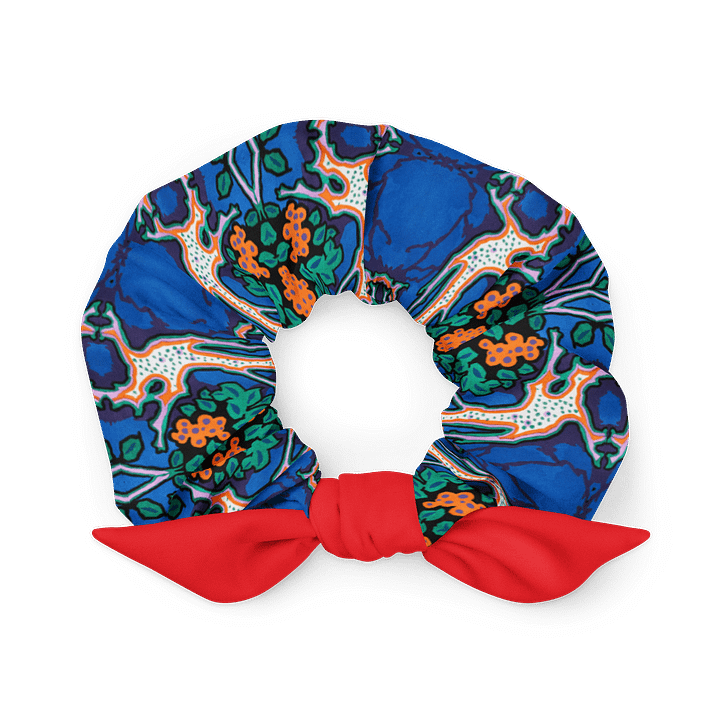 Bold Abstract Floral & Red Bow Scrunchie product image (1)