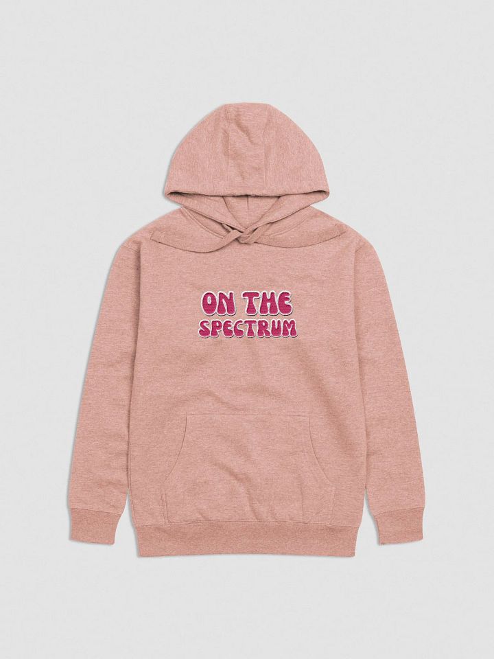 ON THE SPECTRUM lined design (lg., white and pink) embroidered heavyweight hoodie product image (9)