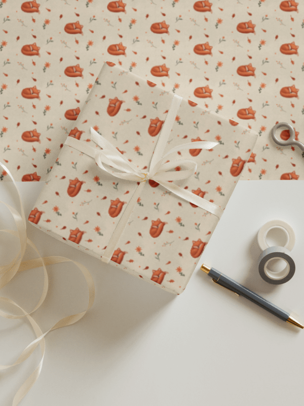 Set wrapping paper sheets. Floral and fox designs from the in the forest collection product image (3)