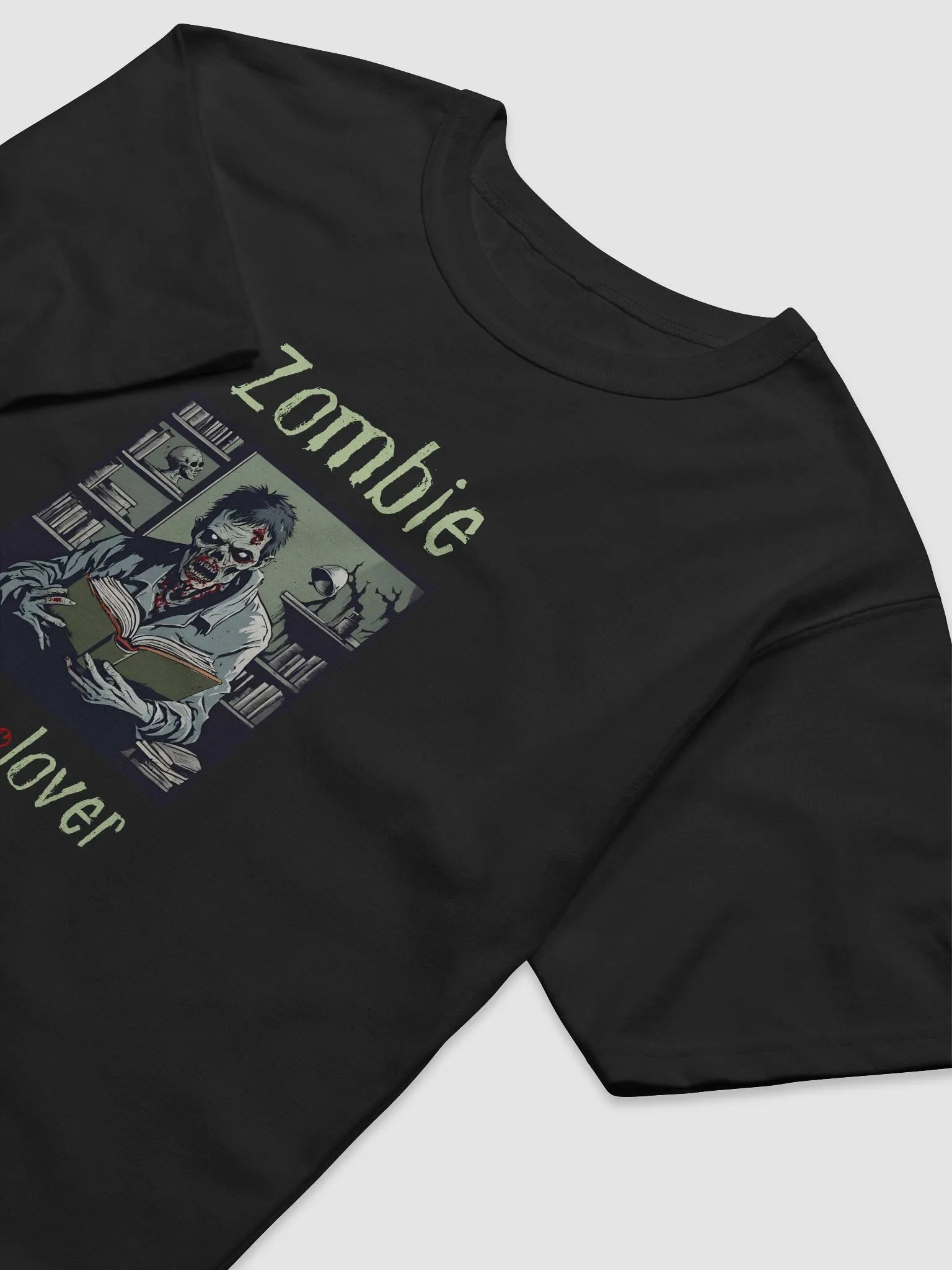 Zombie Book Lover Black Relaxed T-shirt product image (3)