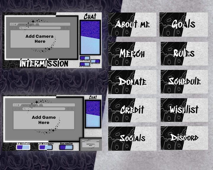 Black & White-Themed Stream Overlays product image (1)