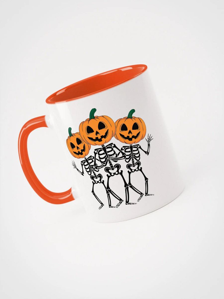 Halloween coffee mug, Skeleton mug, Ceramic pumpkin mug, Dancing skeletons mug, Pumpkin head mug, Unique coffee mugs, Spooky coffee mugs product image (2)