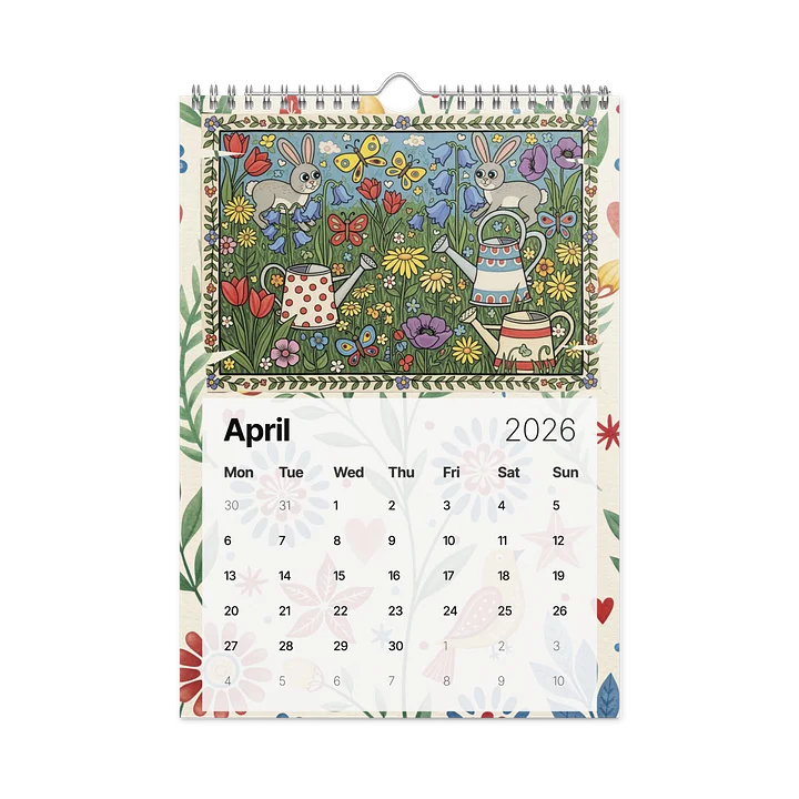 Folk Art Wall Calendar 2026 – Charming Watercolor Countryside Scenes, Seasonal Folk Illustrations & Patterned Art for Every Month product image (1)